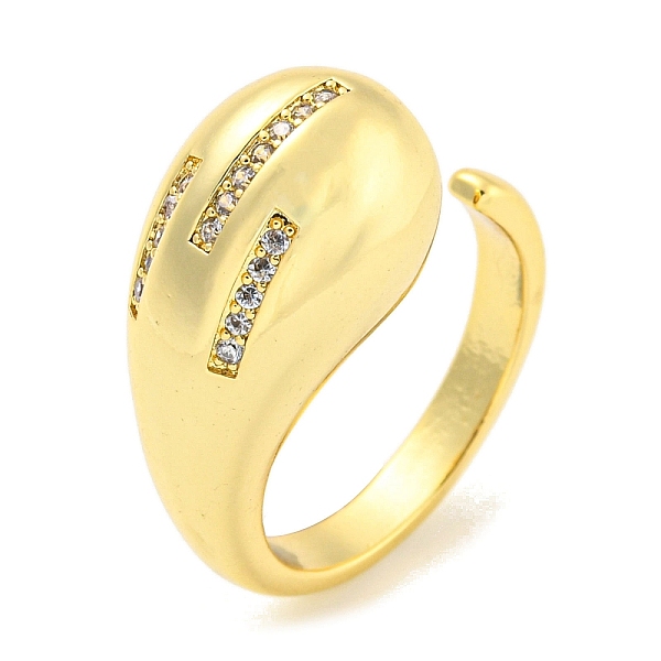 

PandaHall Brass Micro Pave Clear Cubic Zirconia Open Cuff Ring for Women, Real 18K Gold Plated, Teardrop, US Size 8 1/2(18.5mm) Brass+Cubic...