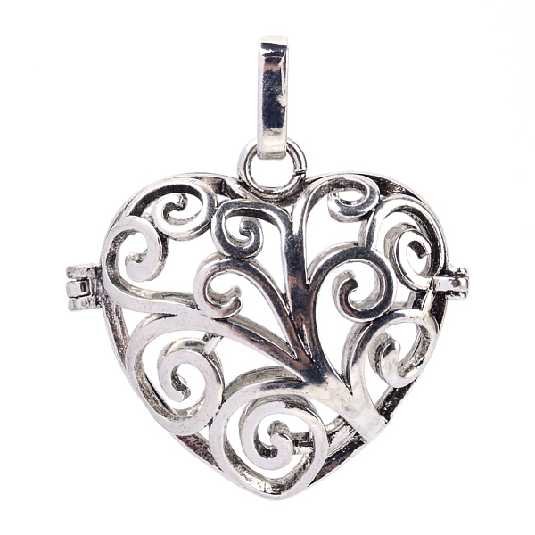 

PandaHall Rack Plating Brass Cage Pendants, For Chime Ball Pendant Necklaces Making, Hollow Heart, Platinum, 31x33x15.5mm, Hole: 3x7mm...