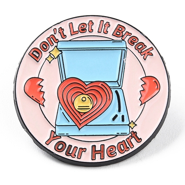 PandaHall Word Don't Let It Break Your Heart Enamel Pins, Electrophoresis Black Zinc Alloy Brooches for Backpack Clothes, Colorful, 30x1.5mm...
