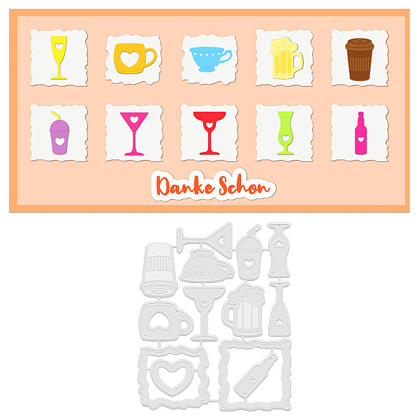 

PandaHall GLOBLELAND Happy Hour Cutting Dies Metal Cups Bottle Drinks Die Cuts Embossing Stencils Template for Paper Card Making Decoration...