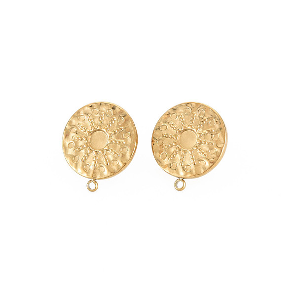 

PandaHall Ion Plating(IP) 304 Stainless Steel Stud Earring Findings, Earring Setting for Enamel, with Ear Nuts and Loop, Flat Round, Real...