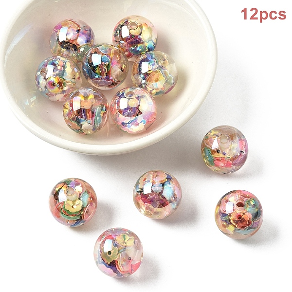 12 pièce de perles acryliques transparentes en forme de fleur intérieure