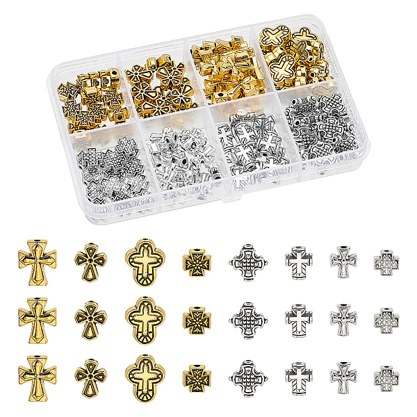 

PandaHall WADORN 120Pcs 8 Styles Metal Cross Spacer Beads, 2 Colors Tibetan Cross Charms Beads Antique Silver Golden Loose Beads Vintage...