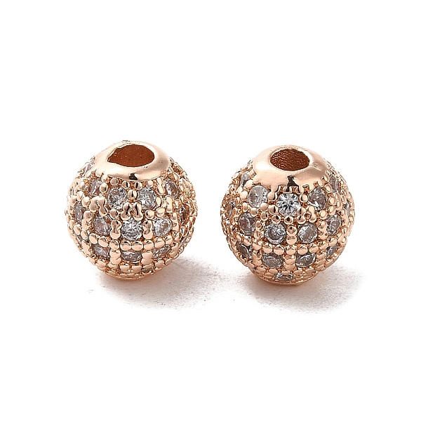 

PandaHall Rack Plating Brass Pave Cubic Zirconia Beads, Long-Lasting Plated, Round, Rose Gold, 8x7.8mm, Hole: 2.5mm Brass+Cubic Zirconia...