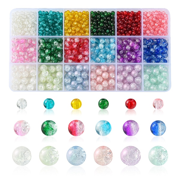 

PandaHall 1250Pcs Glass Beads, Round, Mixed Color, 4~8x4~7.5mm, Hole: 1~1.6mm Glass Round Multicolor
