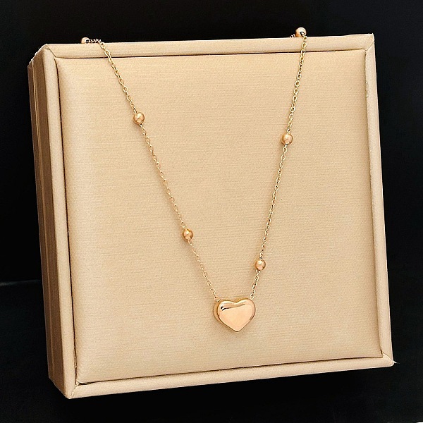 

PandaHall Heart Pendant Necklaces, Titanium Steel Cable Chain Necklace for Women, Rose Gold, 17.72 inch(45cm) Titanium Steel Heart