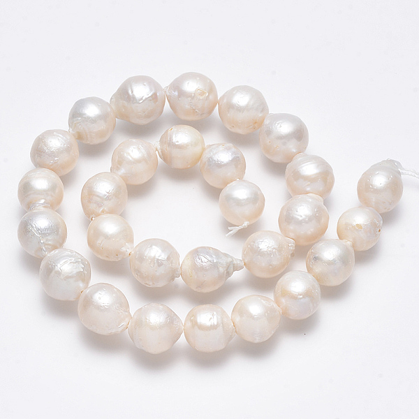 

PandaHall Nuggets Natural Baroque Pearl Keshi Pearl Beads Strands, Cultured Freshwater Pearl, Antique White, 10~25x8~18mm, Hole: 0.8mm..., Orange