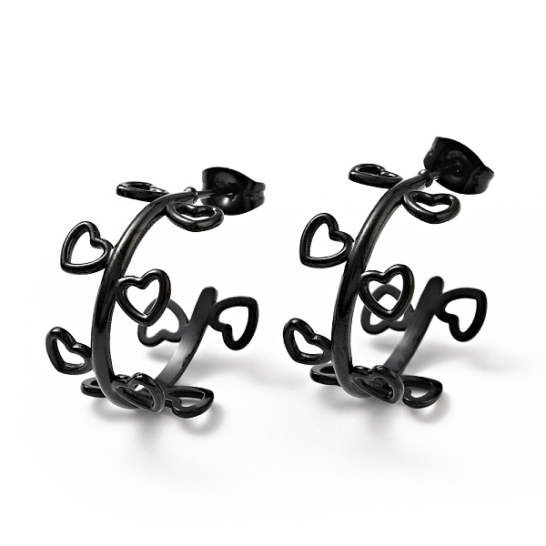 

PandaHall Heart Wrap Stud Earrings, Ion Plating(IP) 304 Stainless Steel Half Hoop Earrings for Women, Electrophoresis Black, 20x25x11.5mm...