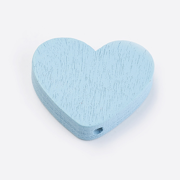 

PandaHall Natural Wood Beads, Dyed, Heart, Light Sky Blue, 21x23.5x5mm, Hole: 2mm, about 590pcs/500g Wood Heart Blue