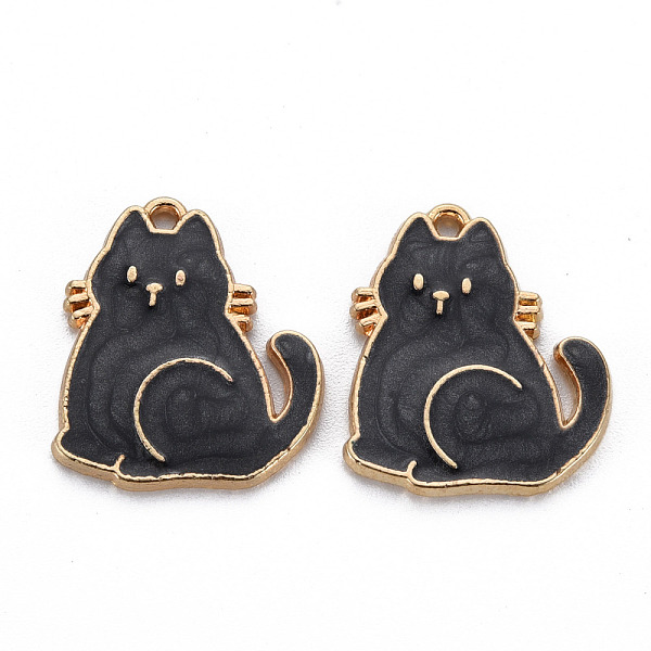 

PandaHall Alloy Enamel Pendants, Light Gold, Cadmium Free & Nickel Free & Lead Free, Cat, Black, 21x18.5x2mm, Hole: 1.4mm Alloy+Enamel Cat...