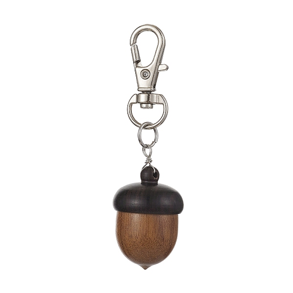 

PandaHall Acorns Disconnectable Ebony Wood Pendant Decoraiton, with Alloy Swivel Lobster Claw Clasps, Camel, 71mm Wood Food Brown