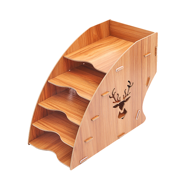 PandaHall 5-Slot Assemble Deer Wooden Desktop Paper Organizer File Holder, Document Letter Sorter Tray Mail Rack, for Home Office School...