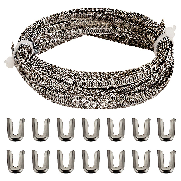

PandaHall GORGECRAFT 5 Yards Spiral Metal Boning Flat Steel Corset Boning Precut with 14Pcs Stainless Steel Spiral Bone Tips for Sewing..., Gray
