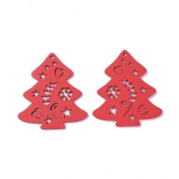 

PandaHall Poplar Wood Pendants, Dyed, Christmas Tree, Red, 68x60.5x3mm, Hole: 3mm Wood Tree Red