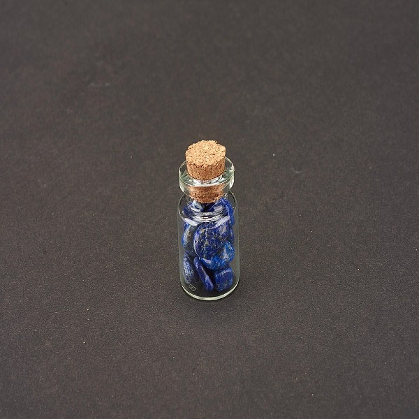 

PandaHall Transparent Glass Wishing Bottle Decoration, with Natural Lapis Lazuli Chip Beads, 22x34mm, Chip Beads: 6~16x5~10x2~8mm Lapis...