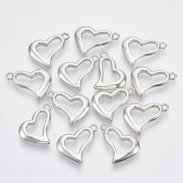 

PandaHall Plating ABS Plastic Pendants, Heart, Platinum, 17x22x3mm, Hole: 1.8mm ABS Plastic Heart