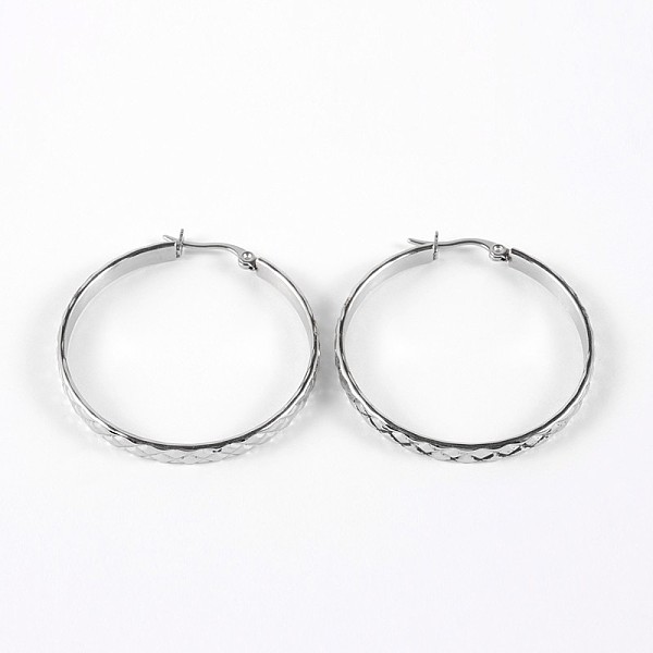 

PandaHall Ring 304 Stainless Steel Hoop Earrings, Hypoallergenic Earrings, Stainless Steel Color, 42x40x4mm, Pin: 1mm 304 Stainless Steel