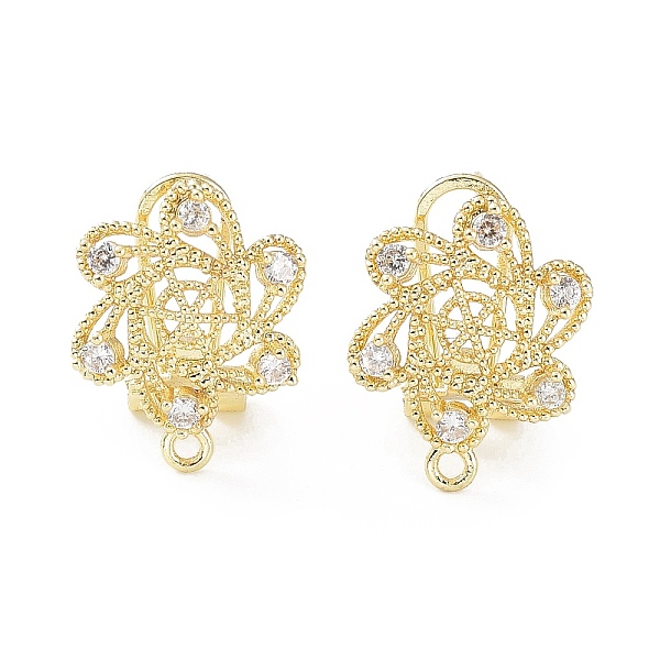 

PandaHall Hollow Star Brass Micro Pave Cubic Zirconia Stud Earrings Finding, with Horizontal Loops, Cadmium Free & Lead Free, Real 18K Gold..., Clear