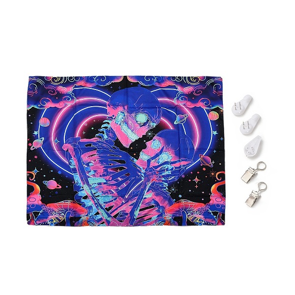 

PandaHall UV Reactive Blacklight Tapestry, Polyester Decorative Wall Tapestry, for Home Decoration, Rectangle, Skull Pattern, 950x750x0.5mm...
