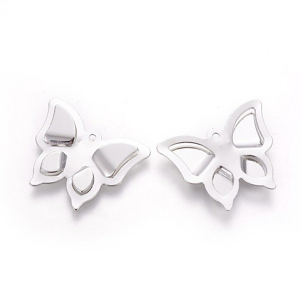 

PandaHall Rack Plating Brass Pendants, Butterfly, Platinum, 16.4x20.2x1.5mm, Hole: 1mm Brass Butterfly