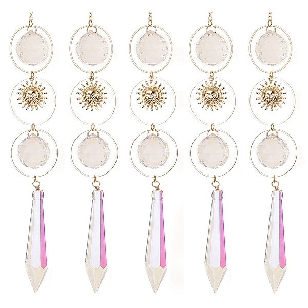 

PandaHall AB Color Plated Crystal Cone Big Pendant Decorations, Hanging Sun Catchers, with Brass Sun Pendants, for Home Decorations, Golden..., Clear