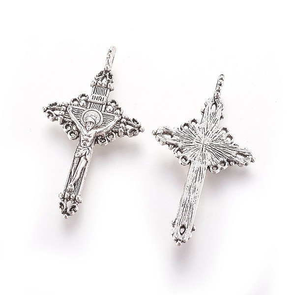 

PandaHall Tibetan Style Alloy Pendants, Cadmium Free & Lead Free, Easter, Crucifix Cross Charms, Antique Silver, 50x28x3mm Alloy Cross