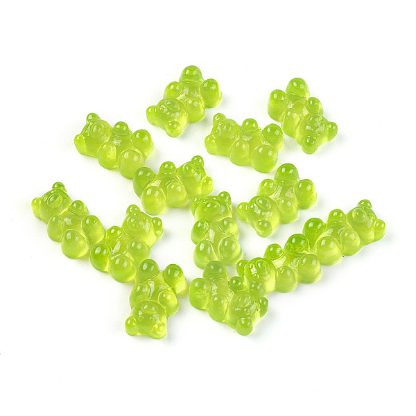 

PandaHall Resin Cabochons, Bear, Yellow Green, 17x12x7mm Resin Bear Green