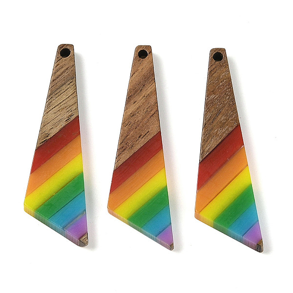 

PandaHall Resin & Wood Pendants, Triangle, Colorful, 49x13.5x3.5mm, Hole: 2mm Wood Triangle