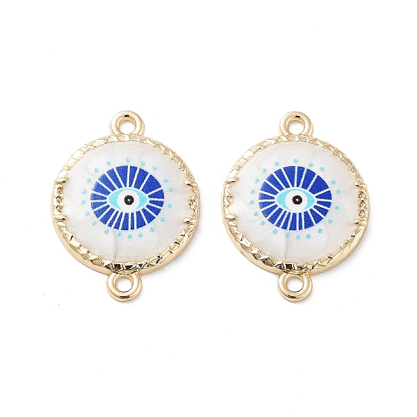 

PandaHall Rack Plating Alloy Enamel Connector Charms, Resin Evil Eye Links, Cadmium Free & Nickel Free & Lead Free, Golden, Flat Round...