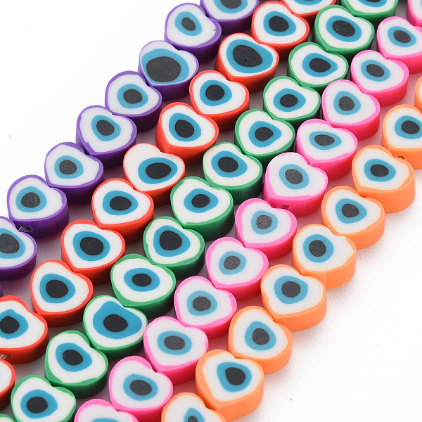 

PandaHall Handmade Polymer Clay Bead Strands, Heart with Evil Eye, Mixed Color, 8~8.5x9~9.5x4~4.5mm, Hole: 1.6mm, about 40pcs/strand, 12.99..., Multicolor