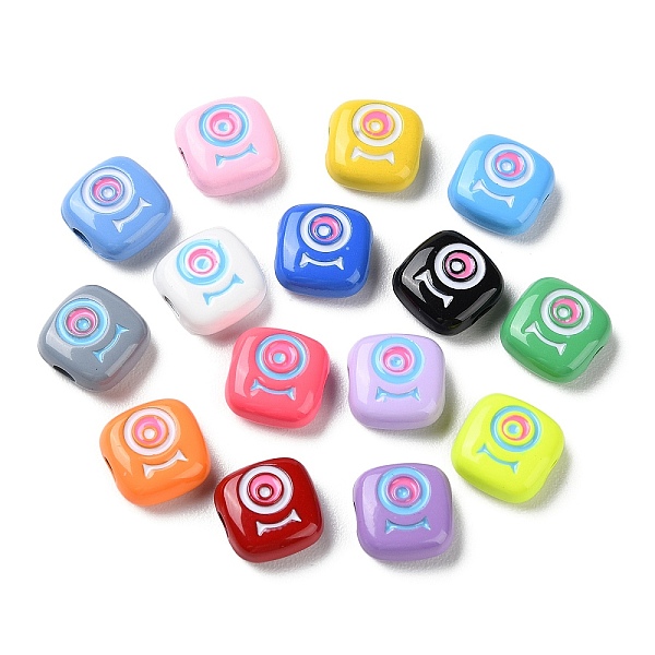 

PandaHall Spray Painted Alloy Enamel Beads, Square with Eye, Mixed Color, 10x10x4mm, Hole: 1.8mm Alloy+Enamel Square Multicolor