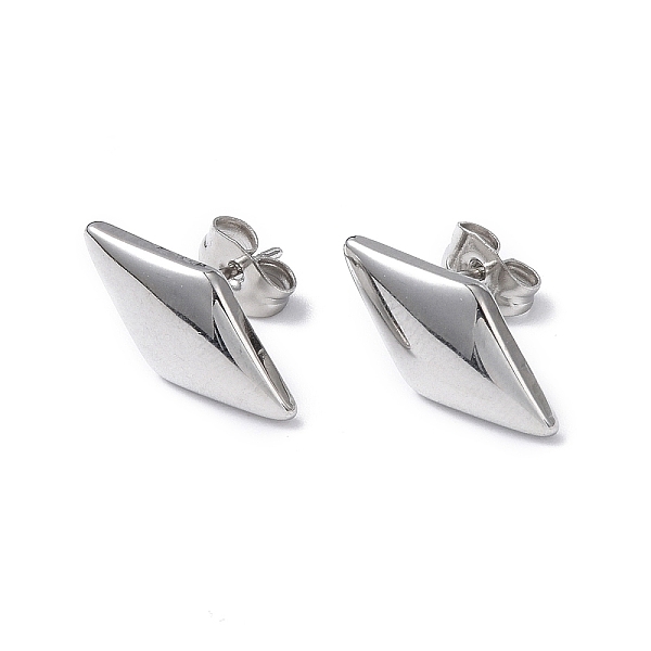 

PandaHall 304 Stainless Steel Stud Earring for Women, Rhombus, Stainless Steel Color, 17.5x9mm, Pin: 0.8mm 304 Stainless Steel Rhombus
