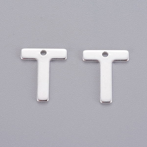 

PandaHall 201 Stainless Steel Charms, Letter, Silver Color Plated, Letter.T, 11x9x0.6mm, Hole: 1mm 201 Stainless Steel Letter T