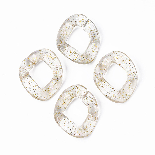

PandaHall Transparent Acrylic Linking Rings, with Glitter Powder, Quick Link Connectors, For Jewelry Curb Chains Making, Twist, Beige..., Yellow