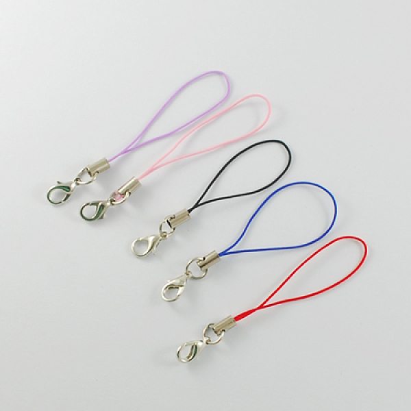 

PandaHall Cord Loop Mobile Phone Straps, with Brass Lobster Claw Clasps, Mixed Color, 6cm Nylon Multicolor