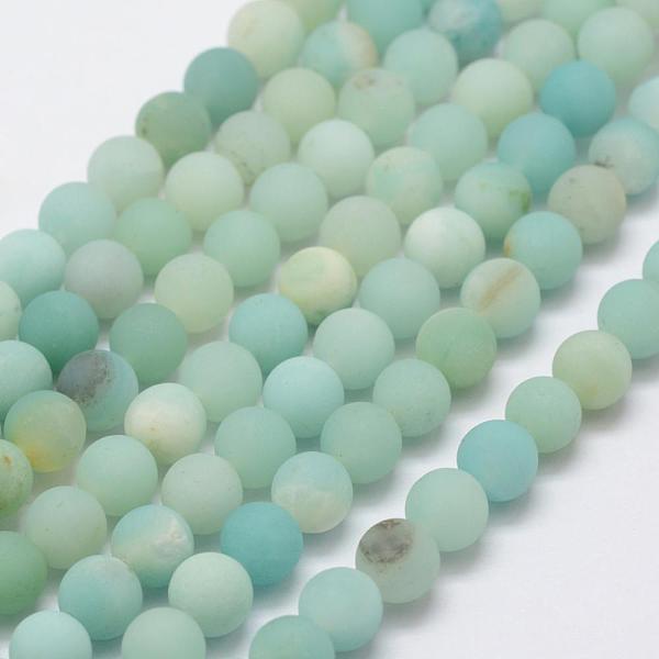 

PandaHall Natural Amazonite Beads Strands, Frosted, Round, 6~7mm, Hole: 1mm, about 61pcs/strand, 15.3 inch Amazonite Round