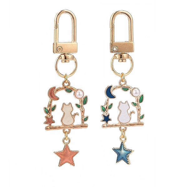 

PandaHall Alloy Enamel Pendants Decoration, with Alloy Swivel Clasps Charm, for Keychain, Purse, Backpack Ornament, Cat & Star, Mixed Color..., Multicolor