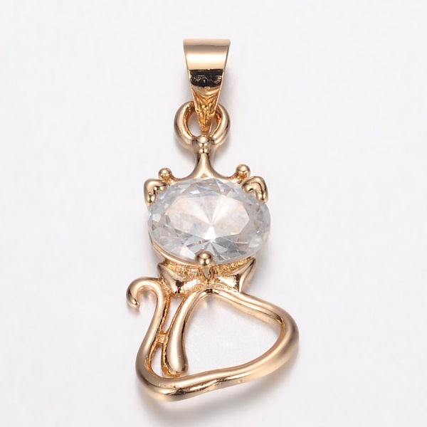 

PandaHall Brass Micro Pave Cubic Zirconia Kitten Pendants, Cat Shape, Clear, Mixed Color, 22.6x10x4.5mm, Hole: 4mm Brass+Cubic Zirconia Cat...