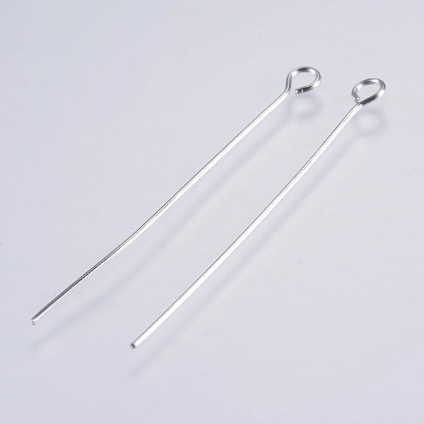 

PandaHall 304 Stainless Steel Eye Pins, Stainless Steel Color, 40mm, Pin: 0.5mm, Head: 3mm, Hole: 1.8mm 304 Stainless Steel