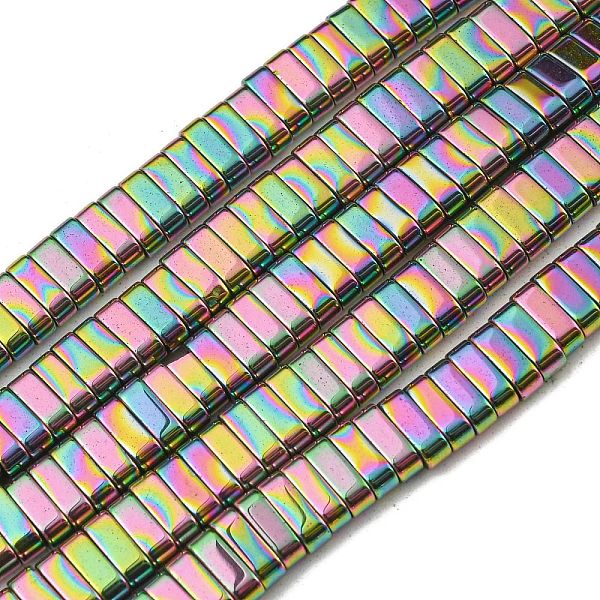 

PandaHall Electroplated Non-magnetic Synthetic Hematite Beads Strands, Rectangle, 2-Hole, Colorful, 6x2x3mm, Hole: 1.2mm, about...