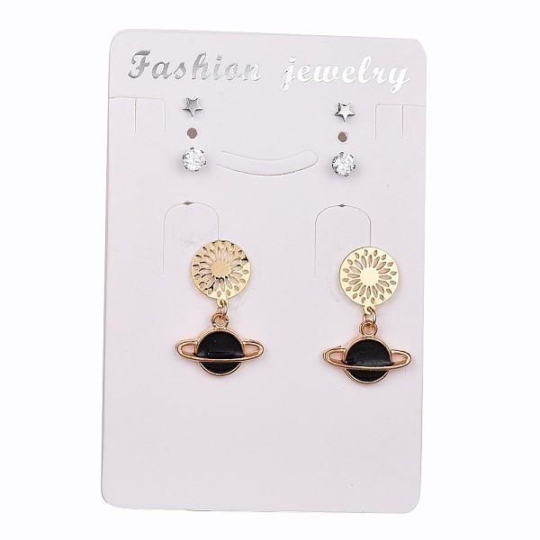 

PandaHall Stainless Steel Stud Earring Sets, Alloy Enamel Findings, Cubic Zirconia and Alloy Findings, Star and Planet, Mixed Color, 4mm..., Multicolor