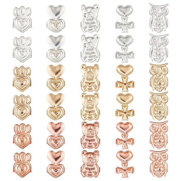

PandaHall arricraft 15 Pairs Brass Ear Backs, 5 Styles Earring Backs Lifter Replacement Earring Nuts Adjustable Earring Secure Backs for Ear...