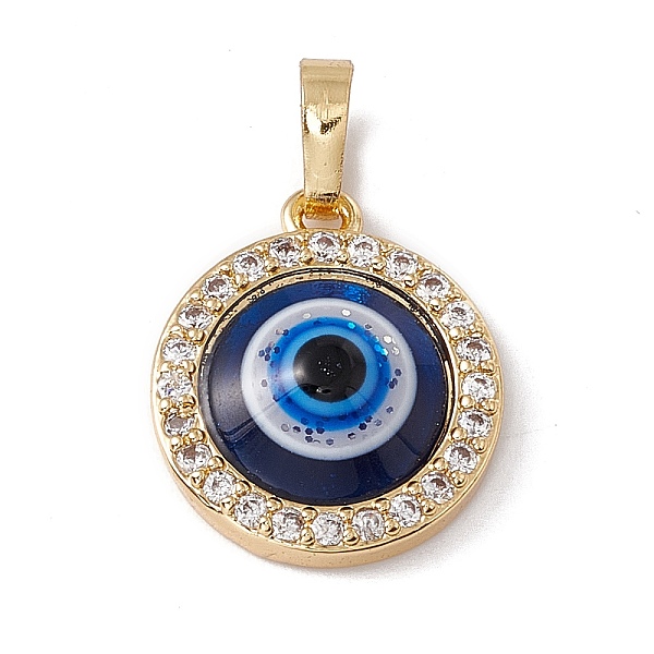 

PandaHall Brass Micro Pave Clear Cubic Zirconia Pendants, with Resin Cabochon, Cadmium Free & Nickel Free & Lead Free, Rack Plating, Flat...