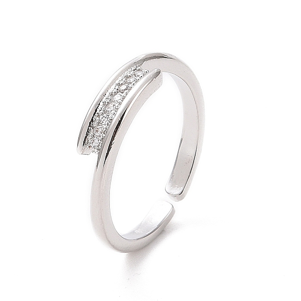 

PandaHall Clear Cubic Zirconia Rectangle Open Cuff Ring, Brass Jewelry for Women, Platinum, US Size 6 3/4(17.1mm) Brass+Cubic Zirconia