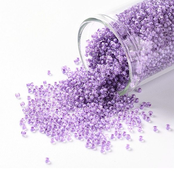 

PandaHall TOHO Round Seed Beads, Japanese Seed Beads, (943) Light Purple Lined Crystal, 15/0, 1.5mm, Hole: 0.7mm, about 3000pcs/bottle...