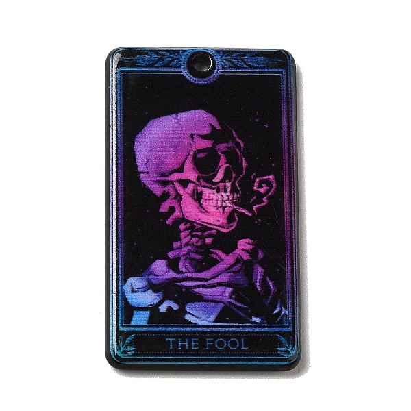 

PandaHall Double-sided Printed Acrylic Pendants, Halloween Theme, Tarot with The Fool, Tarot, 39x22.5~27x3.5mm, Hole: 1.5mm Acrylic Tarot