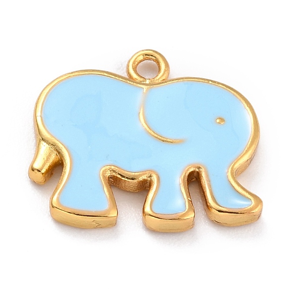 

PandaHall Golden Brass Enamel Pendants, Long-Lasting Plated, Elephant, Light Blue, 16x17.5x2mm, Hole: 1.6mm Brass+Enamel Elephant