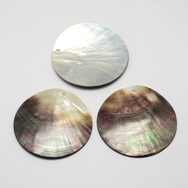 

PandaHall Flat Round Black Lip Shell Big Pendants, Mixed Color, 58x2mm, Hole: 2mm Black Lip Shell Flat Round Multicolor