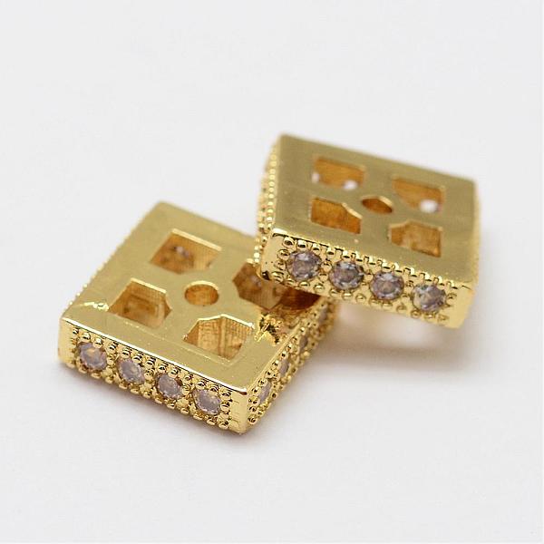 

PandaHall Brass Micro Pave Cubic Zirconia Spacer Beads, Square, Lead Free & Nickel Free, Golden, 9x9x2.5mm, Hole: 1.1mm Brass+Cubic Zirconia...