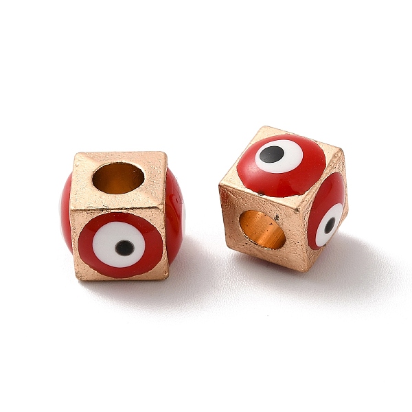 

PandaHall Alloy Enamel European Beads, Large Hole Beads, Light Gold, Cube with Evil Eye, Red, 8x10.5x10.5mm, Hole: 4.3mm Alloy+Enamel Cube...